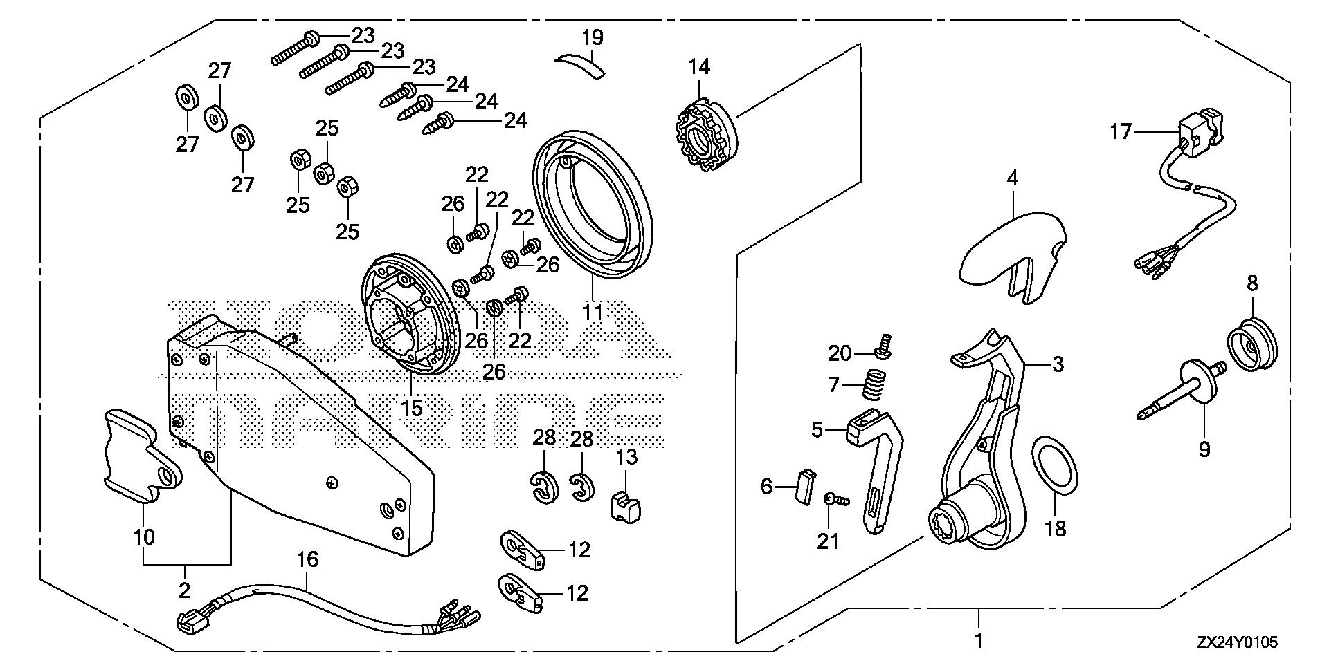 Parts for Mid - Large Outboard Engines (25 - 250hp) BF BF250 BF250A XXCW  BBJJ-8000001-9999999 REMOTE CONTROL (FLUSH MOUNT TYPE) (L.) | Port Angeles  Power Equipment